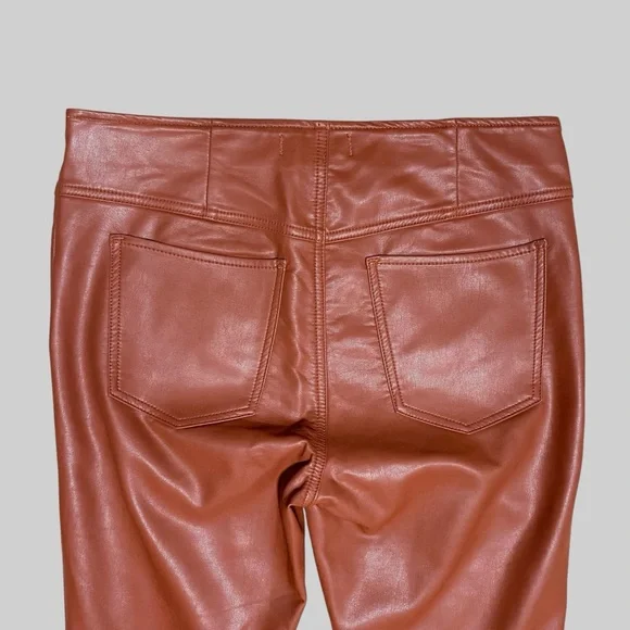 Free People Pants Womens Cognac Brown Vegan Leather Flare Boho Festival Sz 30 - Picture 5 of 11